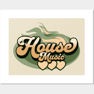 HOUSE MUSIC  - House Music Heat (earth green/tan) Posters and Art